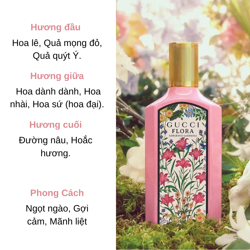 Set Nước Hoa Nữ Gucci Flora Gorgeous Gardenia EDP (EDP 100ml+EDP 10ml+Body Lotion 50ml)