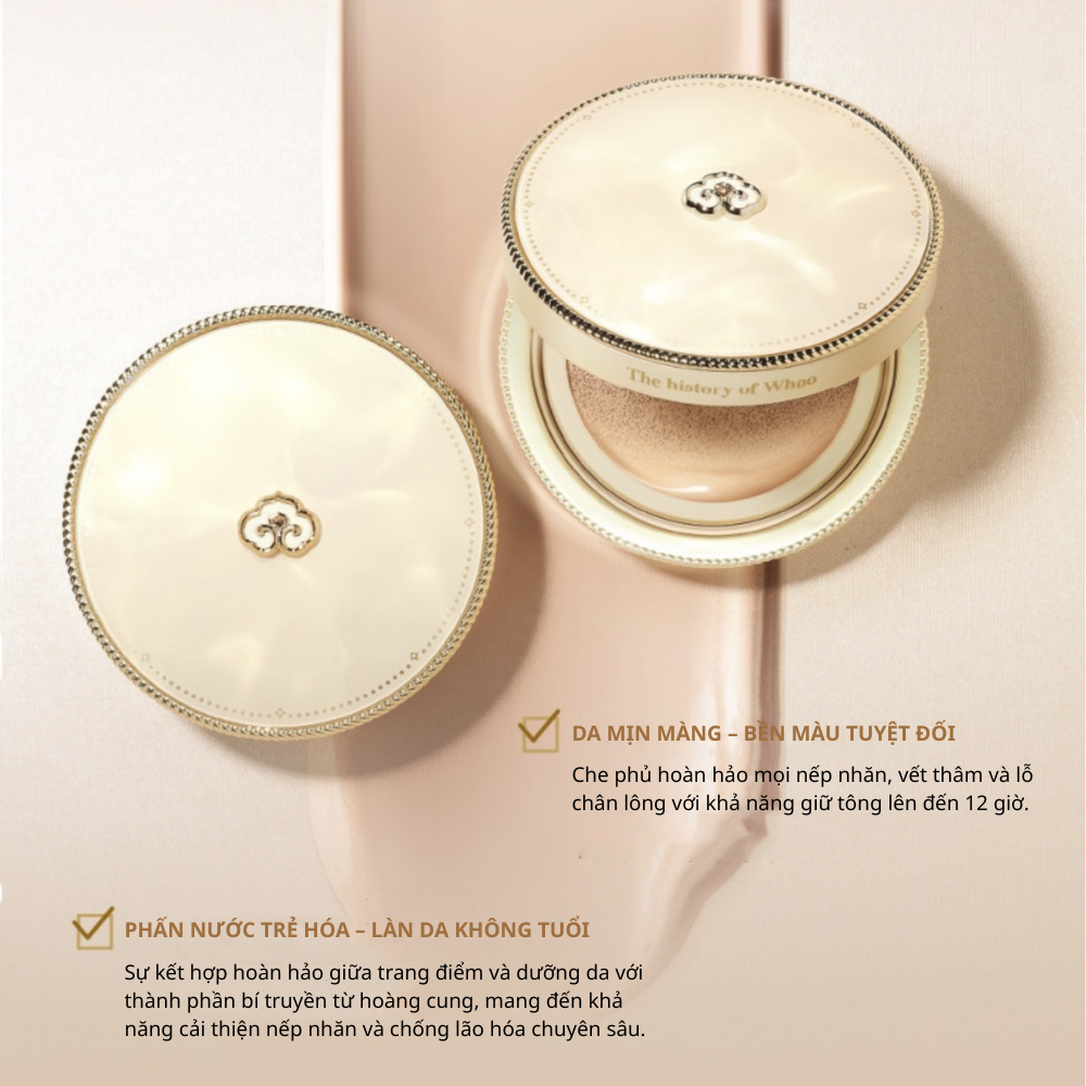 Set Phấn Nước Whoo Luxury Golden Cushion Glow Special Set 13g (tặng kèm 2 lõi)