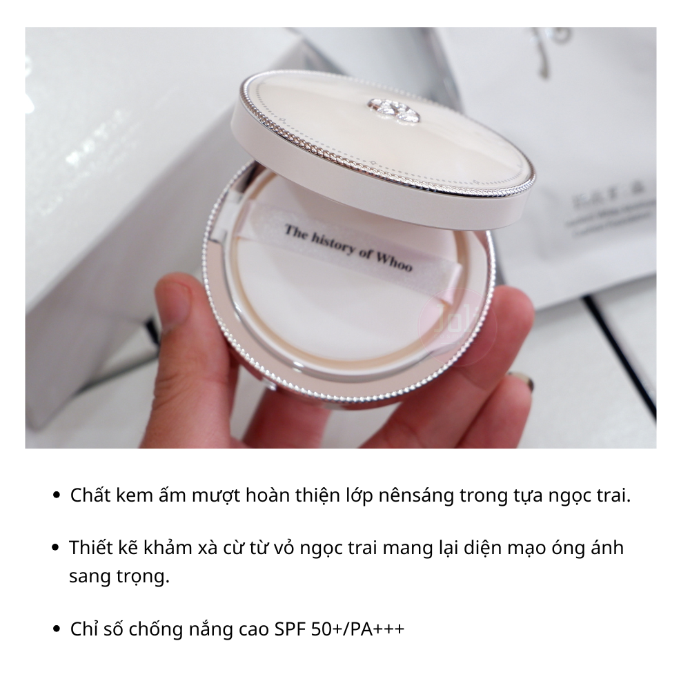 Set Phấn Nước Dưỡng Trắng Whoo Gongjinhyang Seol Radiant White Moisture Cushion Foundation SPF50+ PA+++ 13g( tặng kèm 2 lõi)