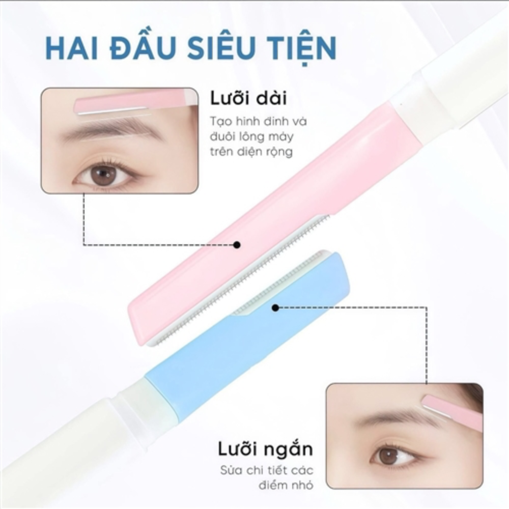 Set Dao Cạo Mày Vacosi 2 Đầu Xanh Hồng DC18 Dual-End Eyebrow Razor