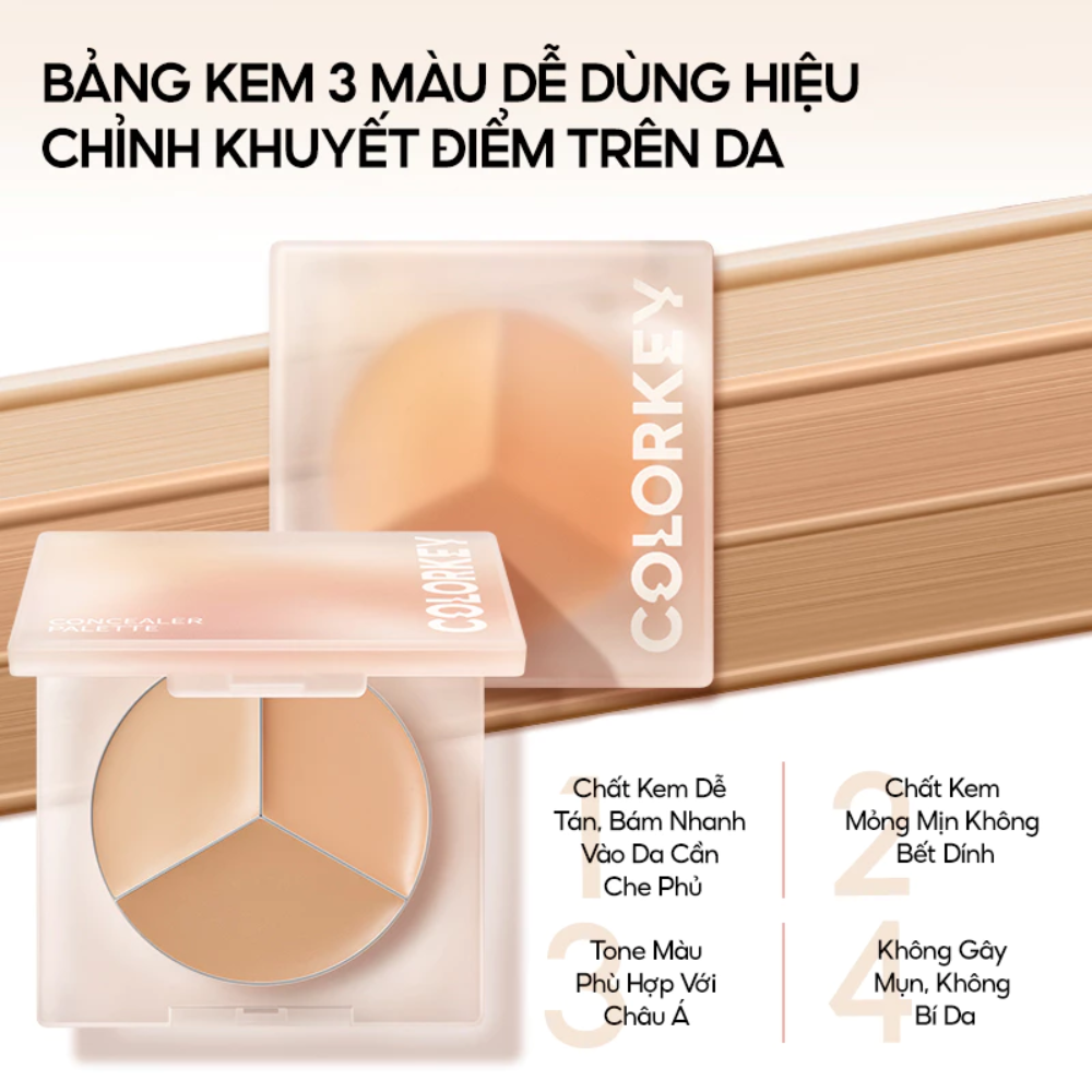 Bảng Che Khuyết Điểm Colorkey Targeting Three-colour Concealer Palette 3.9g