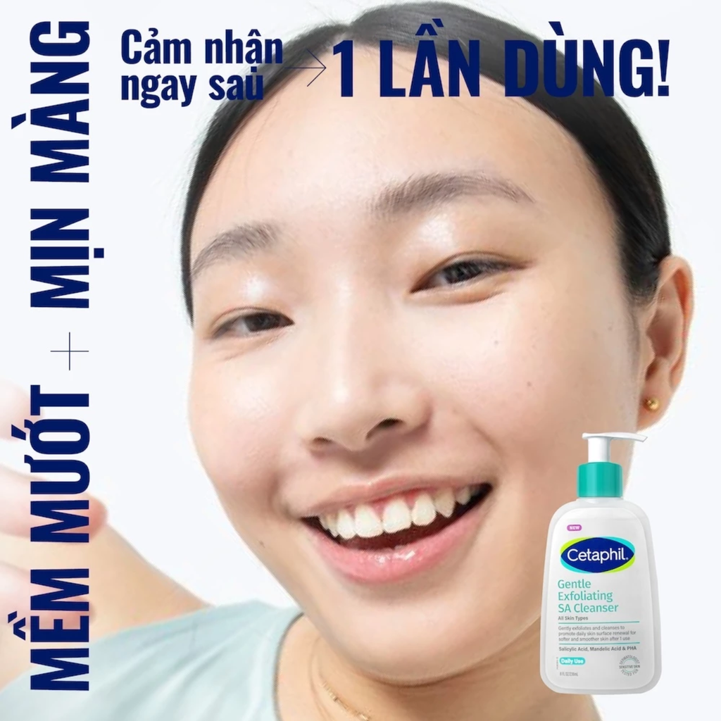 Gel Rửa Mặt Cho Da Dầu Mụn Nhạy Cảm Cetaphil Gentle Exfoliating SA Cleanser