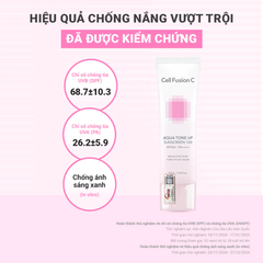 Kem Chống Nắng Nâng Tông Cấp Ẩm Căng Bóng Cell Fusion C Aqua Tone Up Sunscreen 100 SPF50+ PA++++ 35ml + 35ml