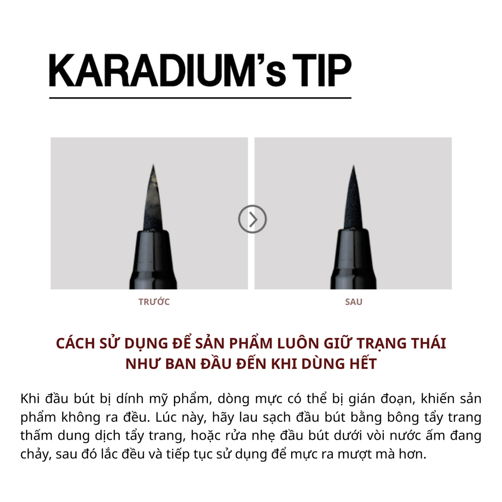 Bút Kẻ Mắt Nước Karadium Waterproof Eyeliner Pen Black 0.55g