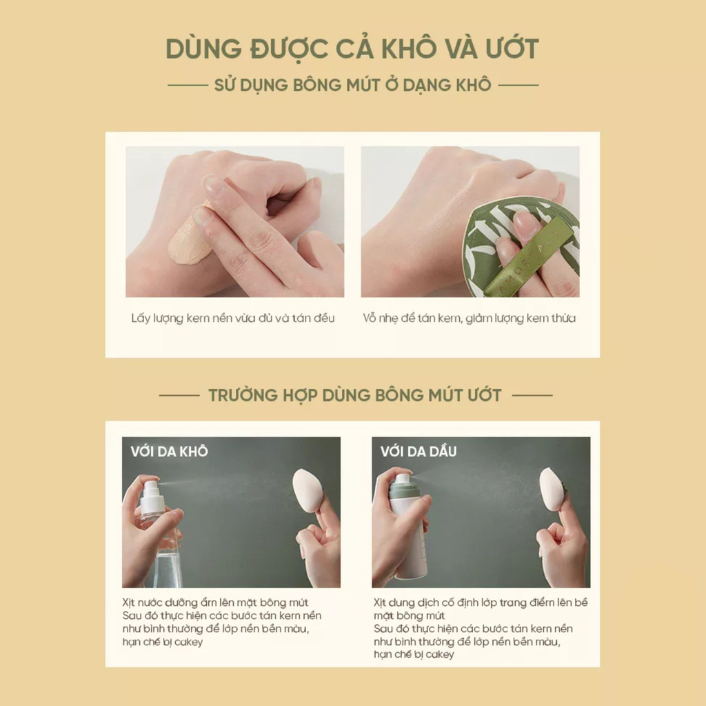 Bộ Bông Mút Tán Kem Nền Dạng Lỏng Amortals 100% Powder Puff Set