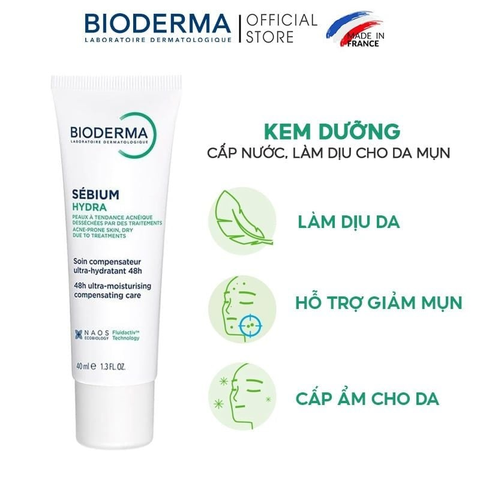 Kem Dưỡng Ẩm Cấp Nước Cho Da Khô Mụn Bioderma Sébium Hydra 40ml