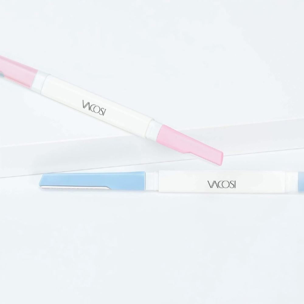 Set Dao Cạo Mày Vacosi 2 Đầu Xanh Hồng DC18 Dual-End Eyebrow Razor