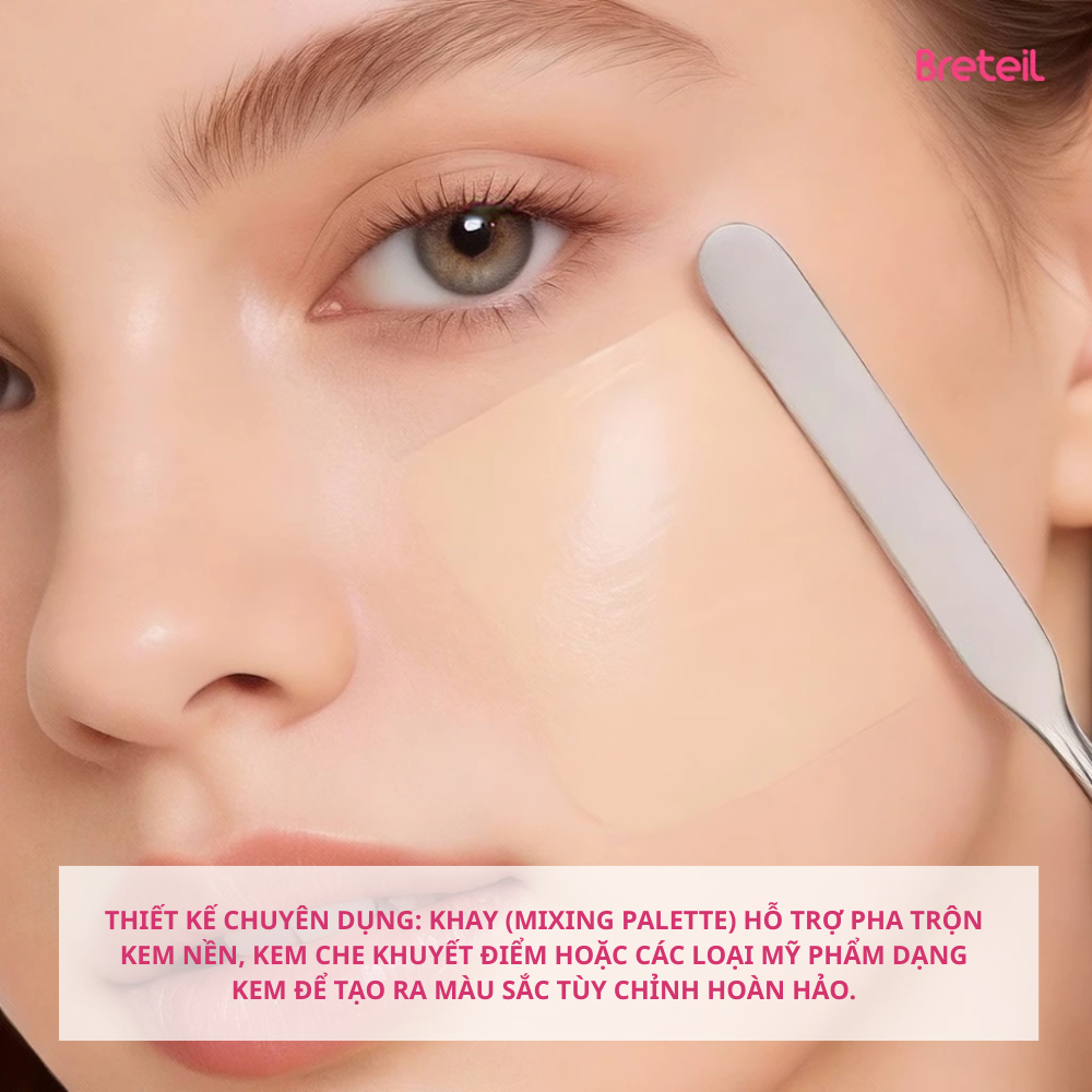 Bộ Dụng Cụ Khay + Cây Trộn Kem Nền Breteil Beauty Tools As Companions BR-F12