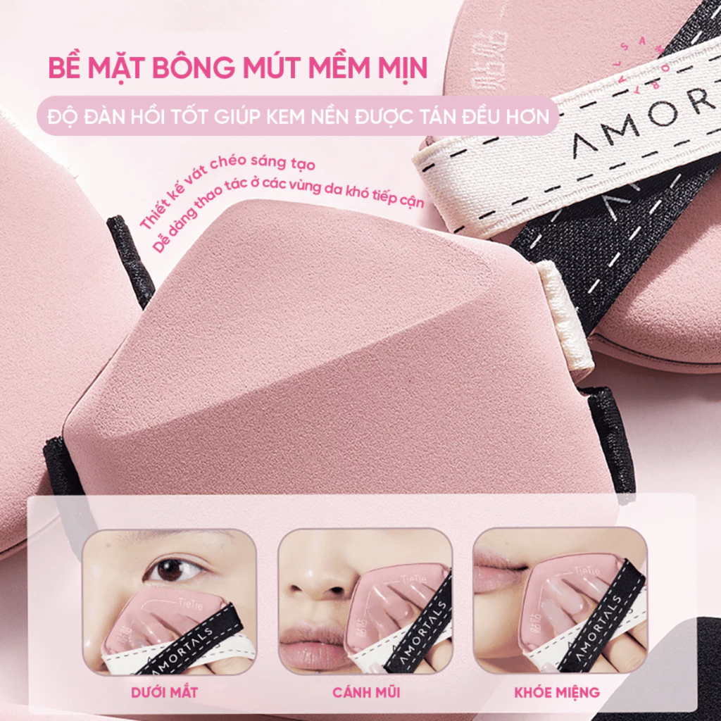 Set 3 Bông Mút Tán Kem Nền Dạng Lỏng Amortals TieTie Powder Puff Set