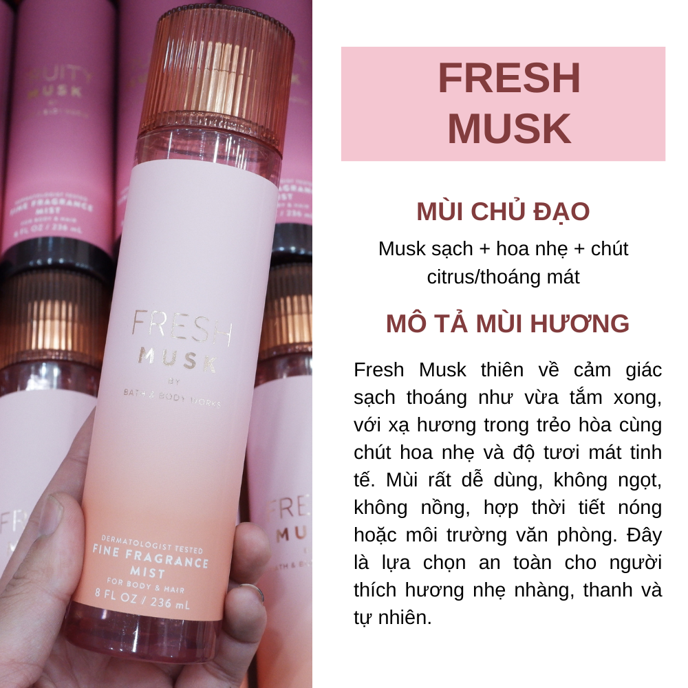 Xịt Thơm Body Và Tóc Bath & Body Works For Body & Hair Fine Fragrance Mist 236ml
