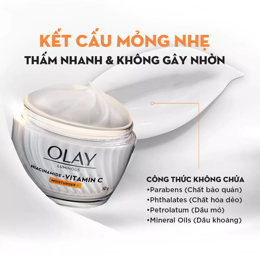 Kem Dưỡng Ẩm Trắng Da Mờ Vết Thâm Đốm Nâu Olay Niacinamide & Vitamin C Moisturizer 50g