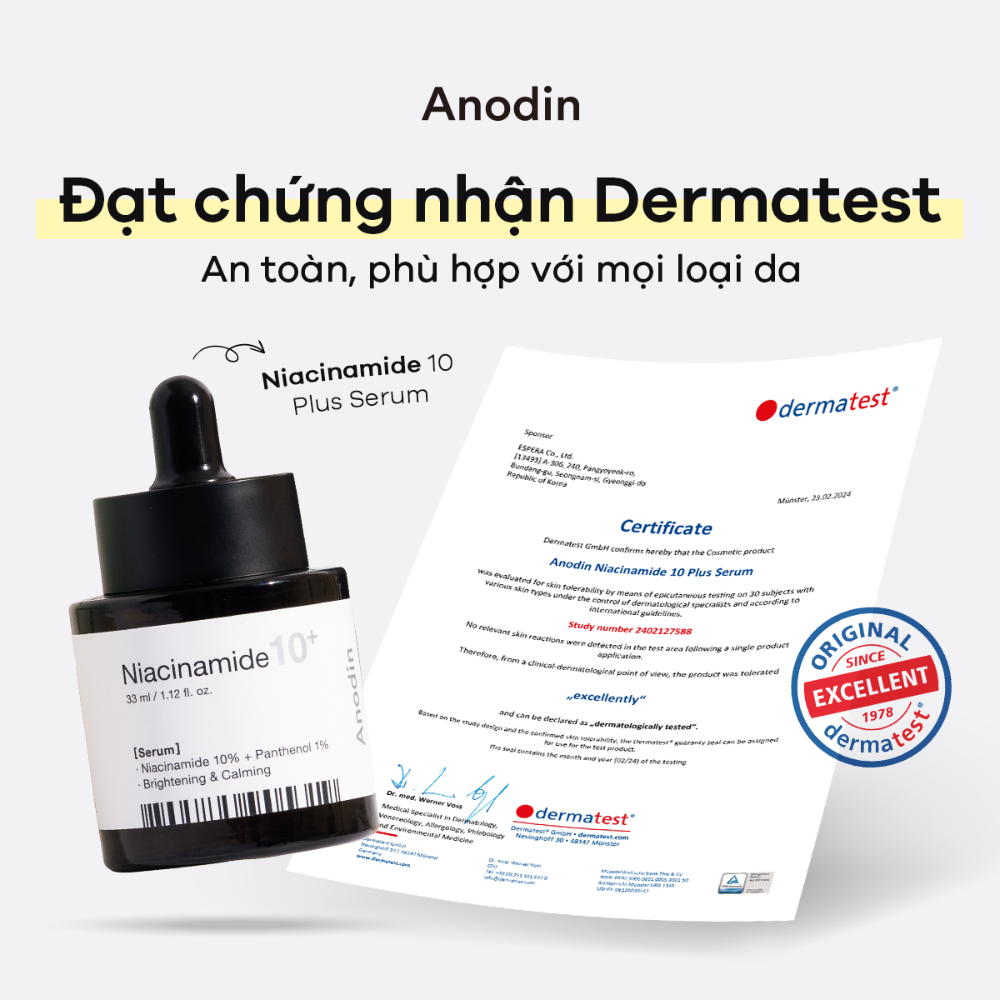 Tinh Chất Dưỡng Trắng Thu Nhỏ Lỗ Chân Lông Anodin Niacinamide 10 Plus Serum 33ml