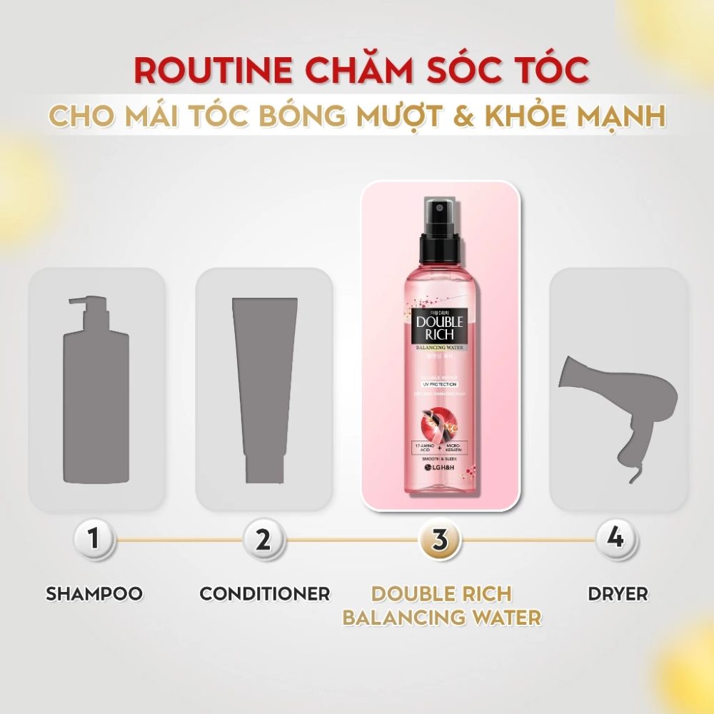 Nước Xịt Dưỡng Tóc Cho Tóc Khô Xơ Hư Tổn Double Rich Balancing Water Double Repair UV Protection 250ml