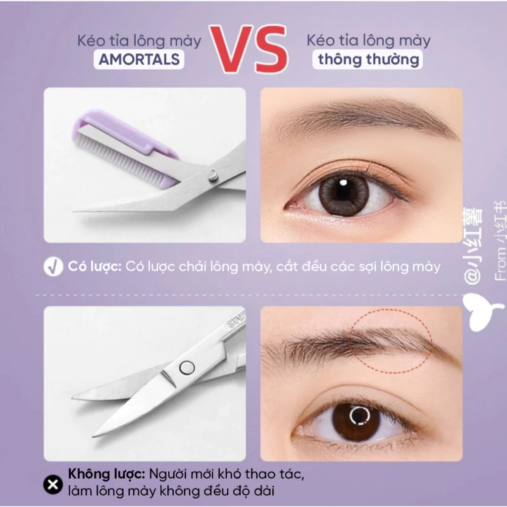 Bộ Dụng Cụ Tỉa Lông Mày Amortals Eyebrow Refining Tricmer 3-Piece Set