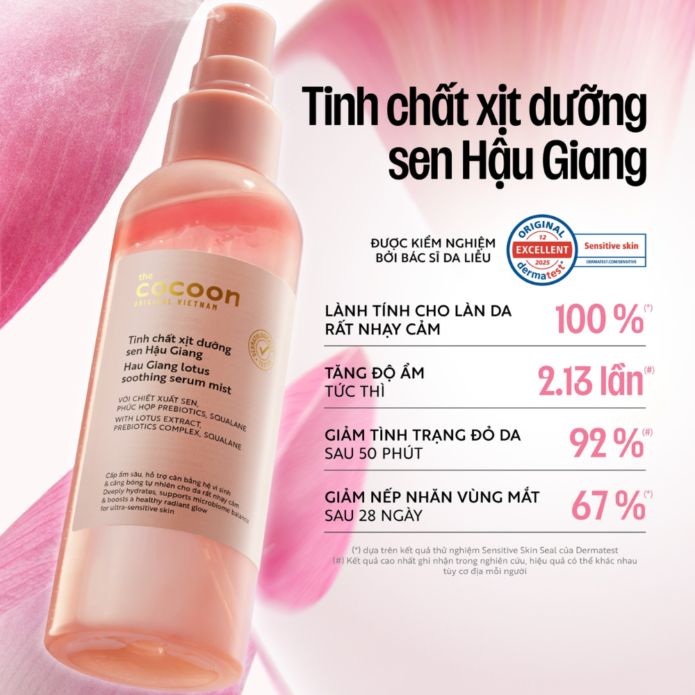 Tinh Chất Xịt Dưỡng Cấp Ẩm Cocoon Hau Giang Lotus Soothing Serum Mist 100ml