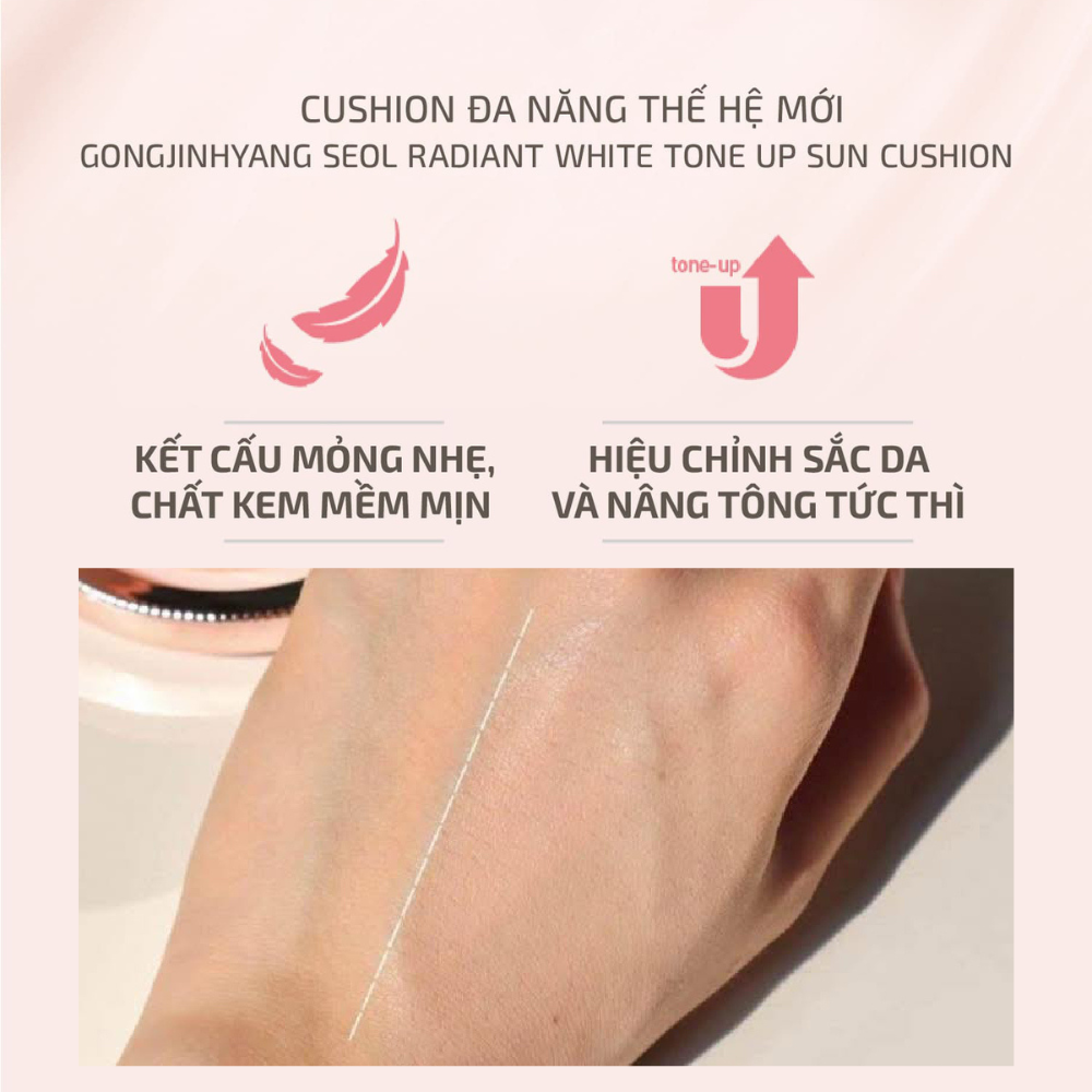 Set Phấn Nước Chống Nắng Nâng Tông Whoo Gongjinhyang Seol Radiant White Tone Up Sun Cushion SPF50+ PA+++ 13g( tặng kèm 2 lõi)