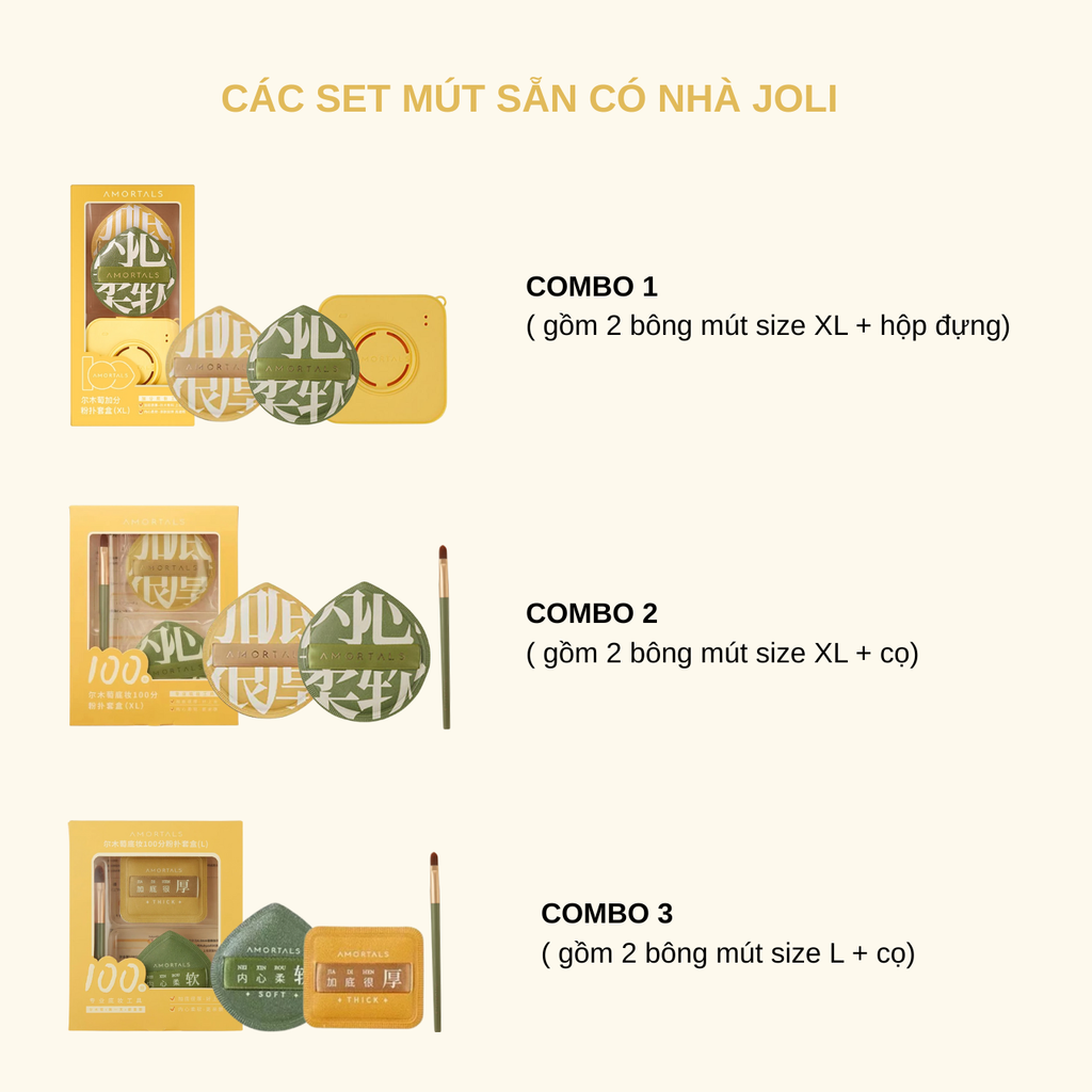 Bộ Bông Mút Tán Kem Nền Dạng Lỏng Amortals 100% Powder Puff Set