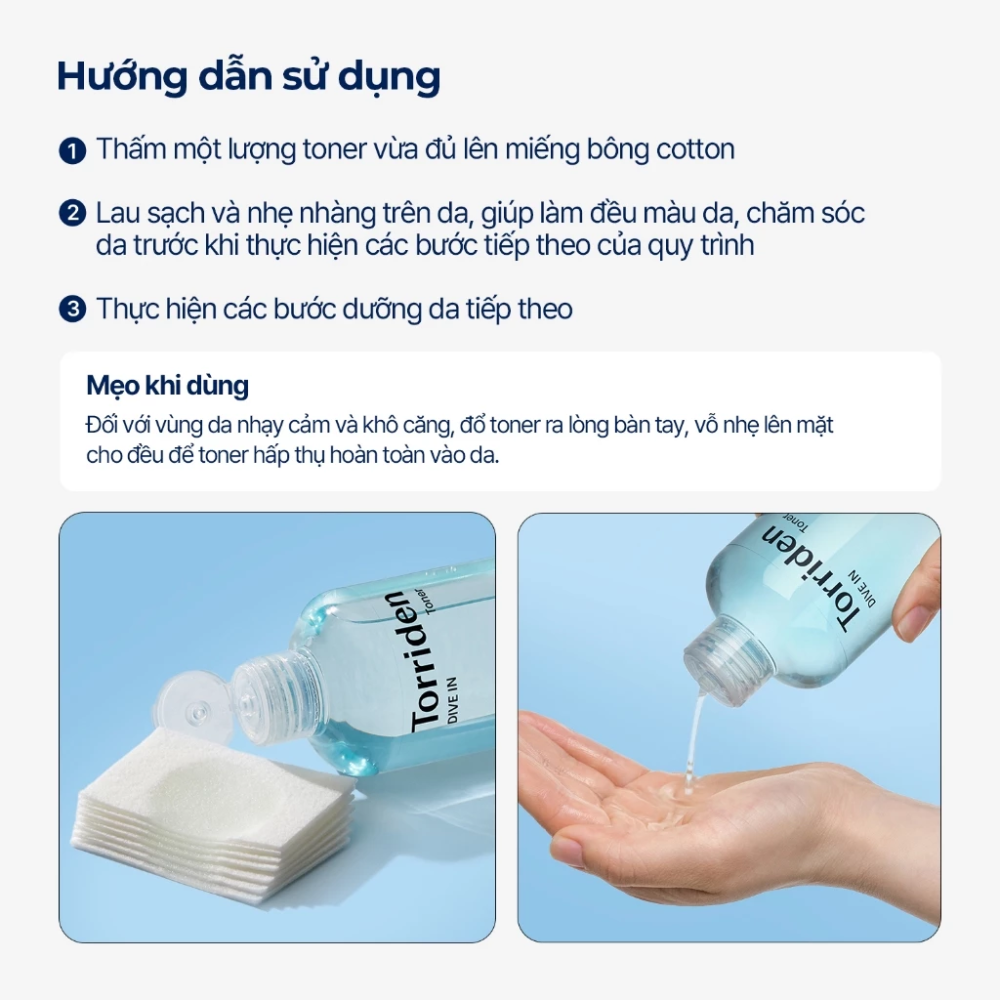 Nước Hoa Hồng Dưỡng Ẩm Làm Dịu Da Torriden Dive-In Low Molecular Hyaluronic Acid Toner 300ml