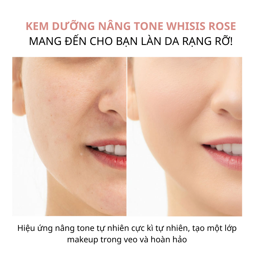 Kem Dưỡng Trắng Nâng Tone Cấp Ẩm Whisis Rose' Toneup Cream 50ml