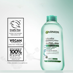 Nước Tẩy Trang Làm Sạch Tế Bào Da Chết Garnier Micellar Exfoliating Water 1% PHA+AHA 400ml