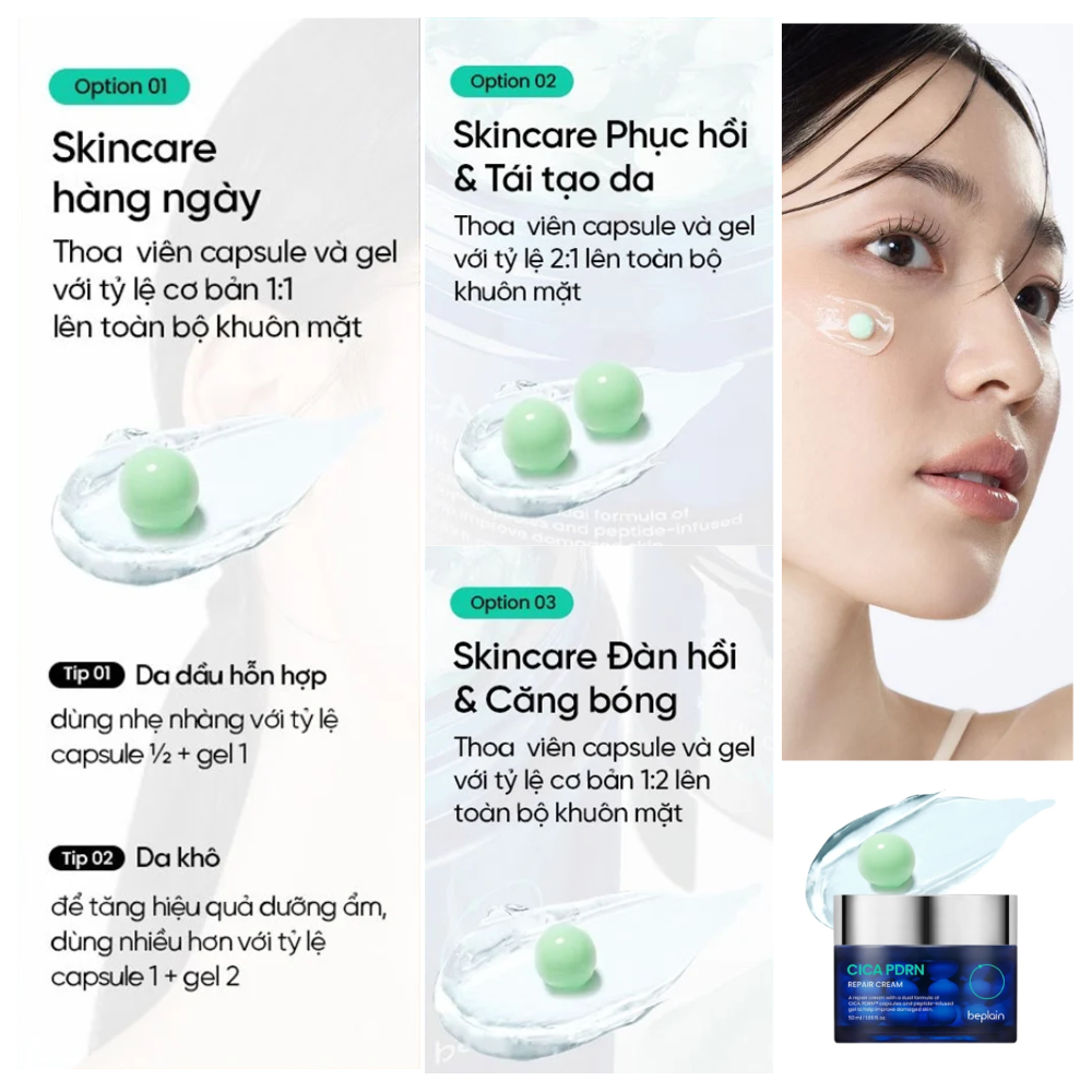 Kem Dưỡng Phục Hồi Trẻ Hóa Da Beplain Cica PDRN Repair Cream 50ml