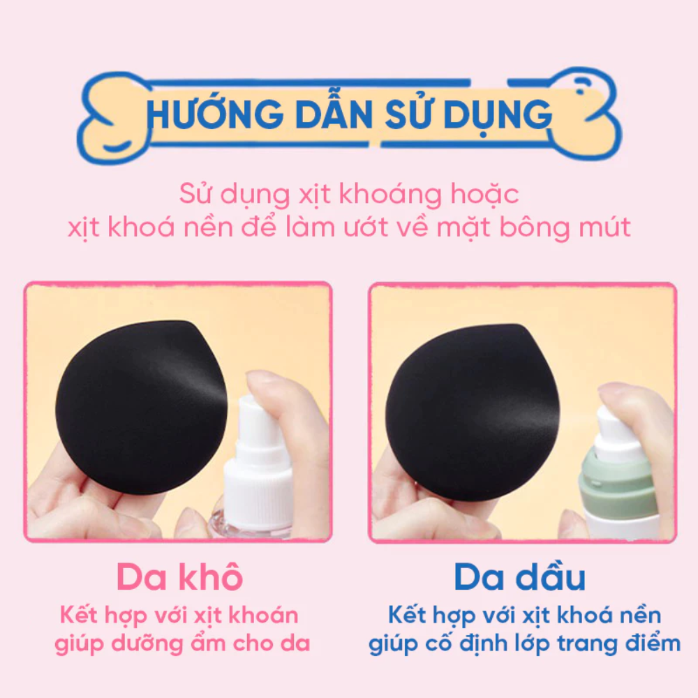 Bộ Bông Mút Tán Kem Nền Dạng Lỏng Amortals Huggy Powder Puff Set