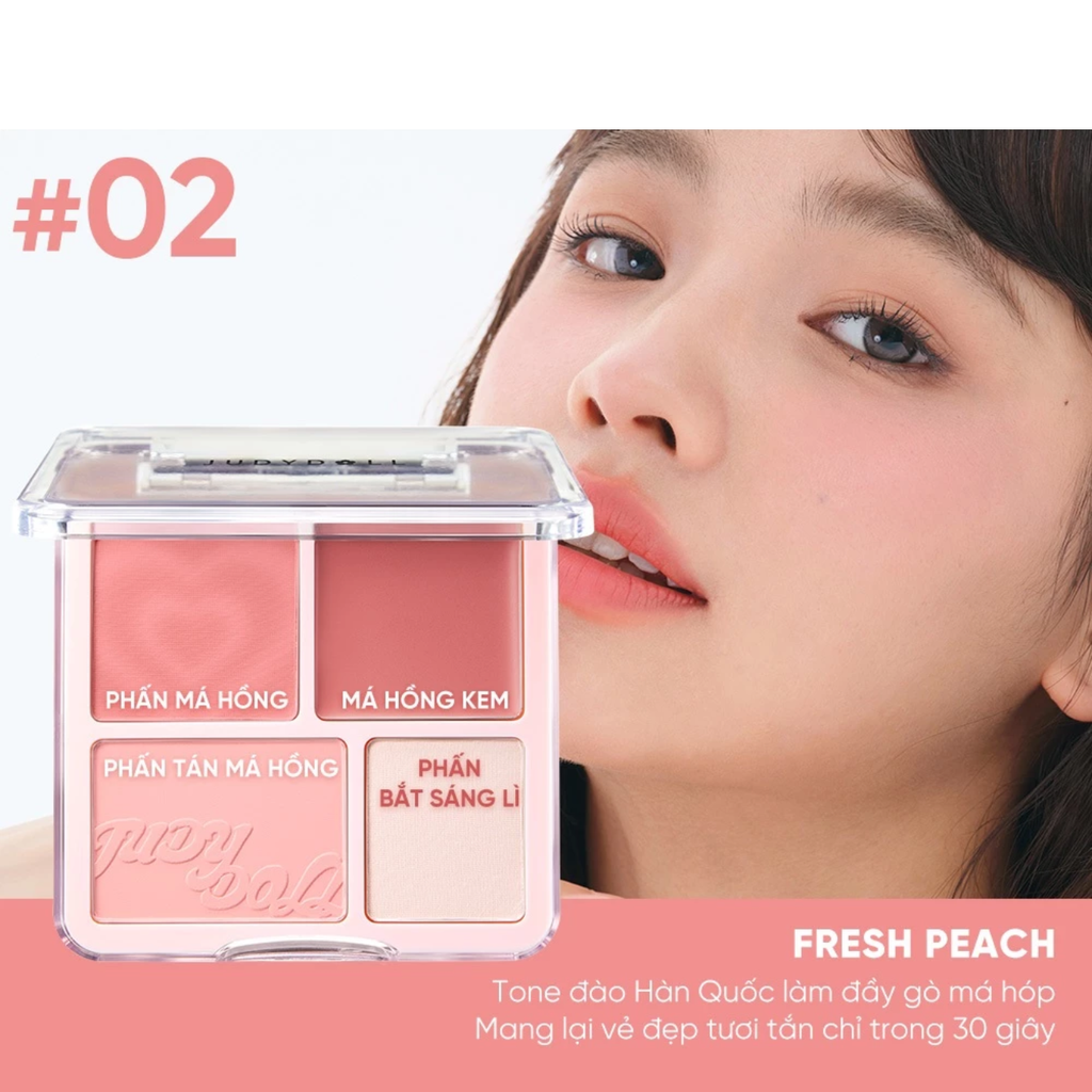 Phấn Má Hồng & Bắt Sáng Judydoll Blush & Highlight Palette 9g