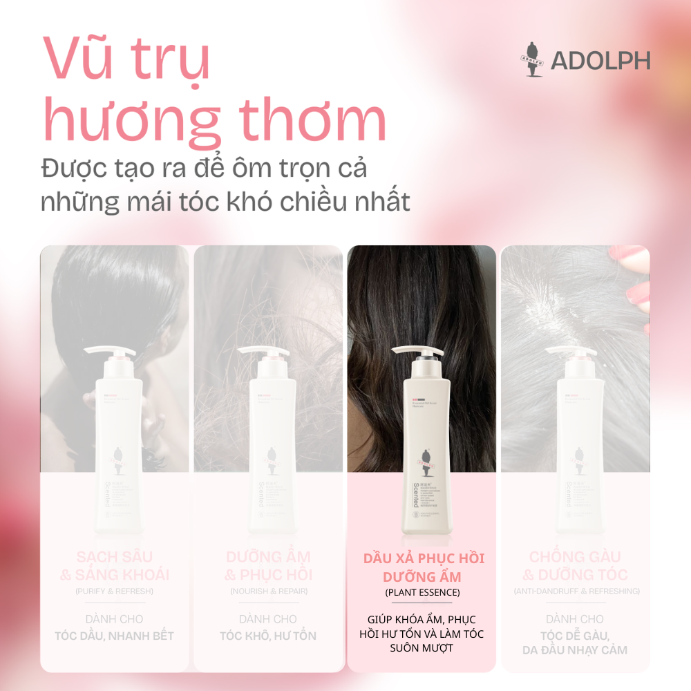 Dầu Xả Phục Hồi Dưỡng Ẩm Tóc Adolph Essential Oil Scented Hair Treatment Plant Essence 248ml