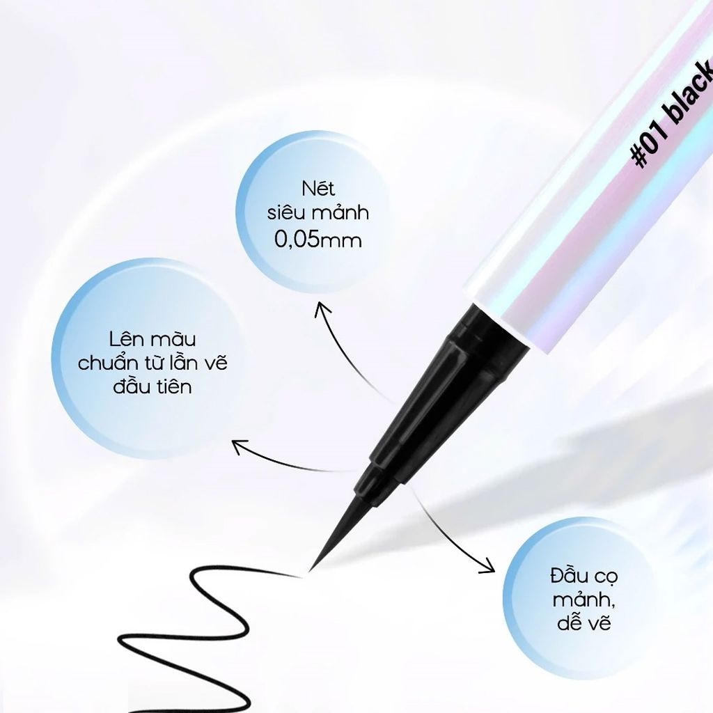 Bút Kẻ Mắt Nước Vacosi Waterproof Eyeliner 24H 0.6g