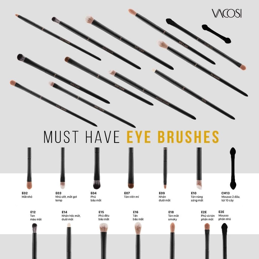 Cọ Phủ Và Tán Bầu Mắt Vacosi E04 Shade & Buff Brush
