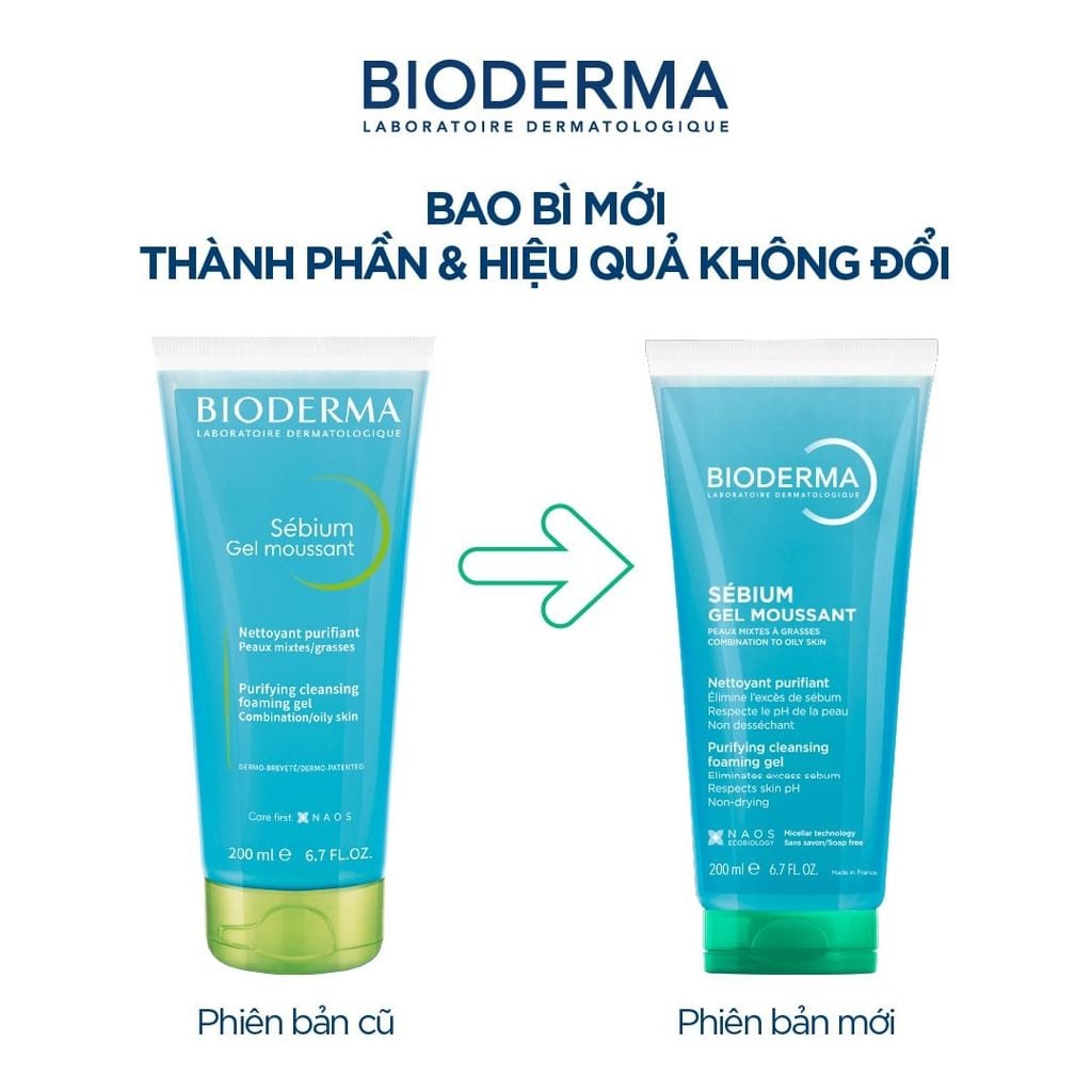 Gel Rửa Mặt Tạo Bọt Cho Da Hỗn Hợp & Da Dầu Bioderma Sebium Foaming Cleaning