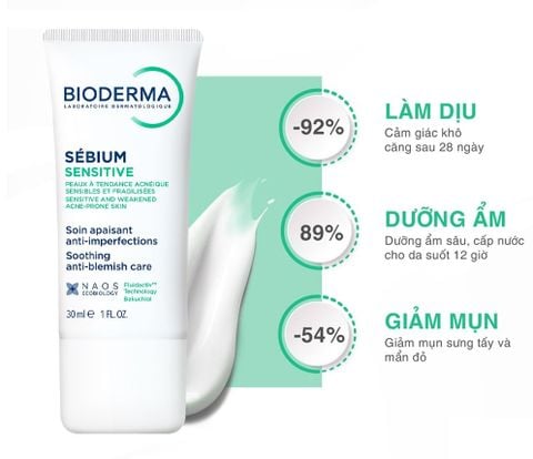 Kem Dưỡng Ẩm Cho Da Mụn Nhạy Cảm Bioderma Sébium Sensitive 30ml