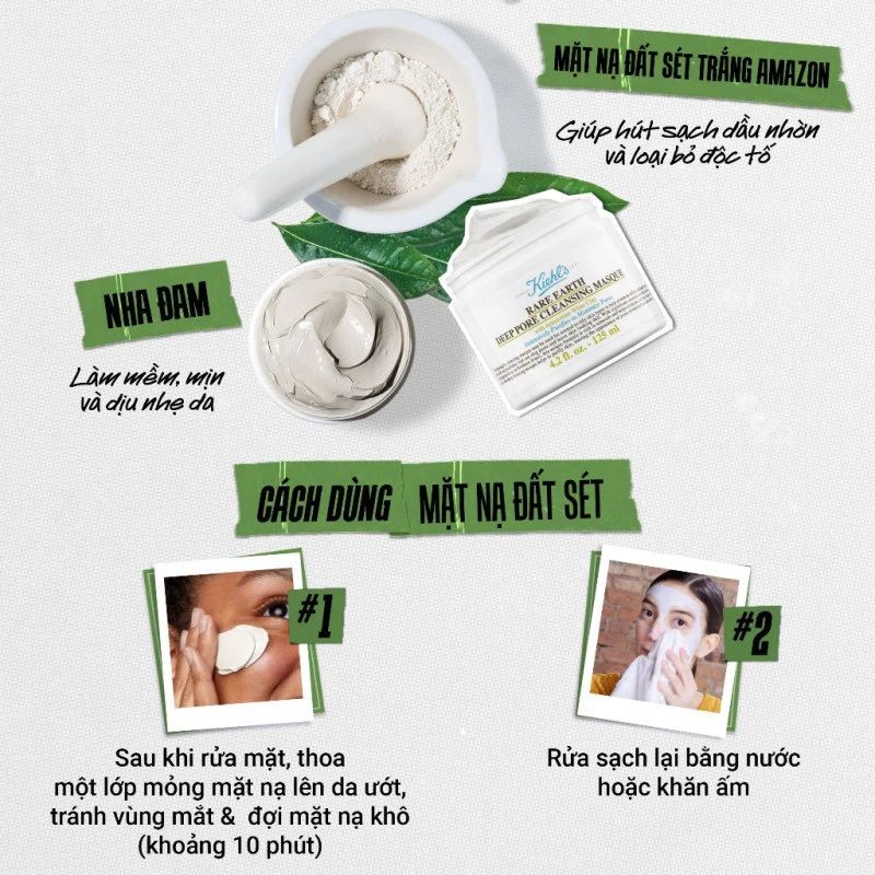 Mặt Nạ Đất Sét Làm Sạch Sâu Se Khít Lỗ Chân Lông Kiehl’s Rare Earth Deep Pore Cleansing Masque
