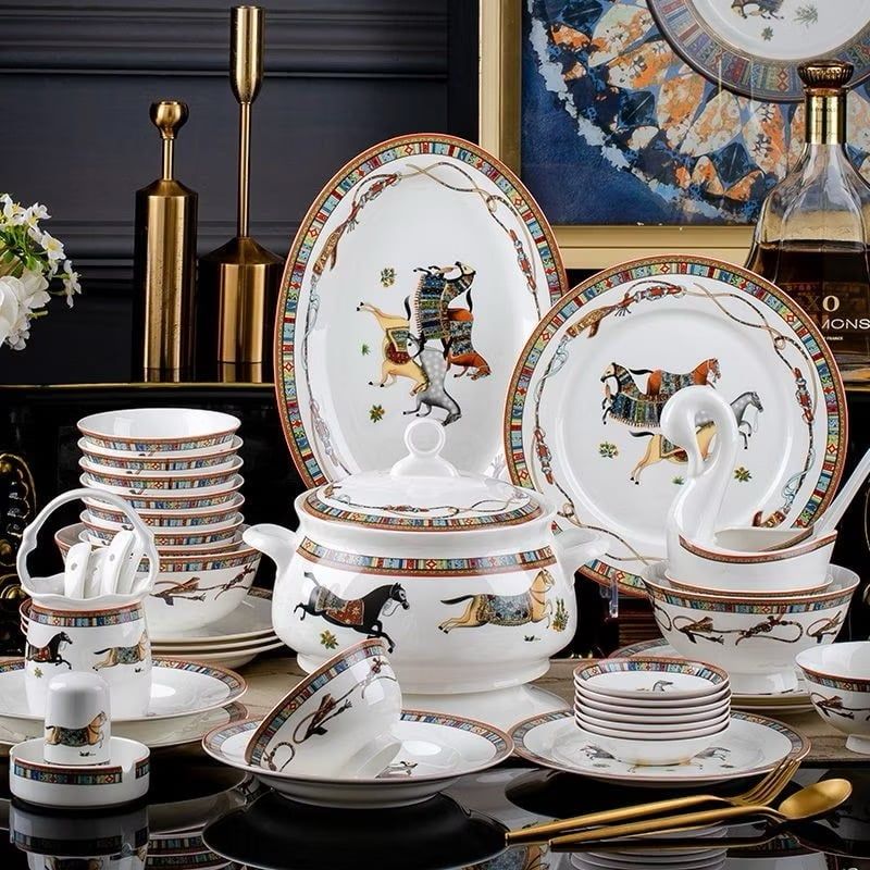 Bộ Tô Chén Đĩa New Jersey Sứ Xương Cao Cấp Sang Trọng Phong Cách Châu Âu