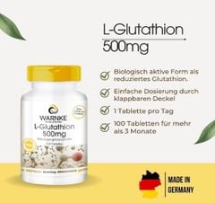 Viên Uống Trắng Da Warnke L-Glutathion 500mg, 100 viên