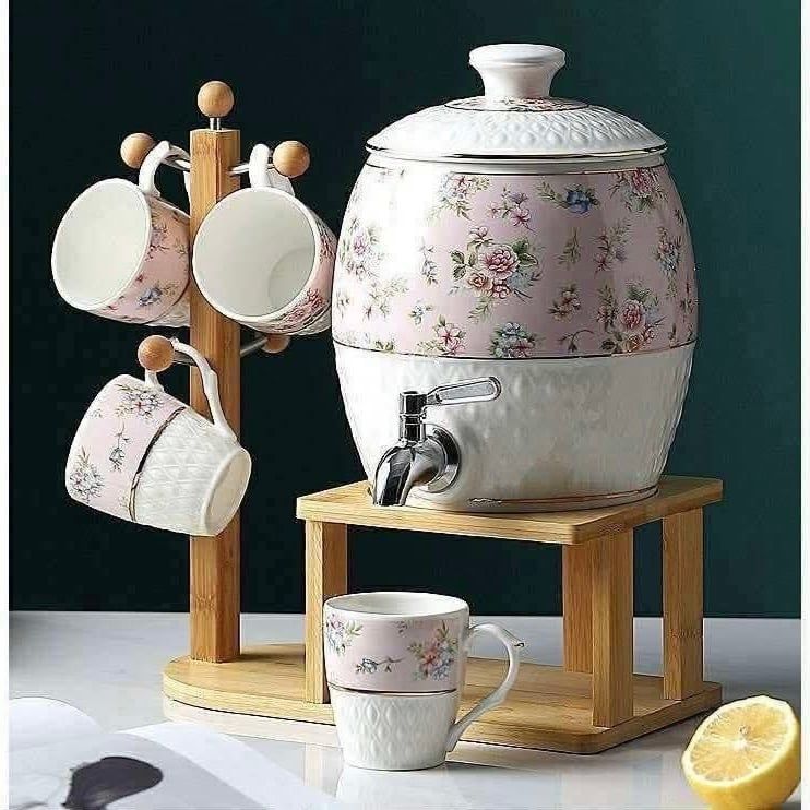 Set bình 4 cốc kèm kệ gỗ