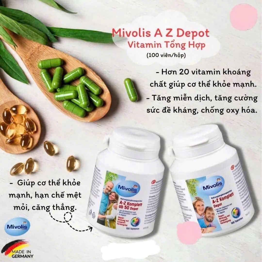 Vitamin tổng họp AZ Mivolis Đức 100 viên