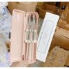 Set 3 món đũa thìa dĩa inox 304 kèm hộp đựng nơ sang trọng tiện lợi