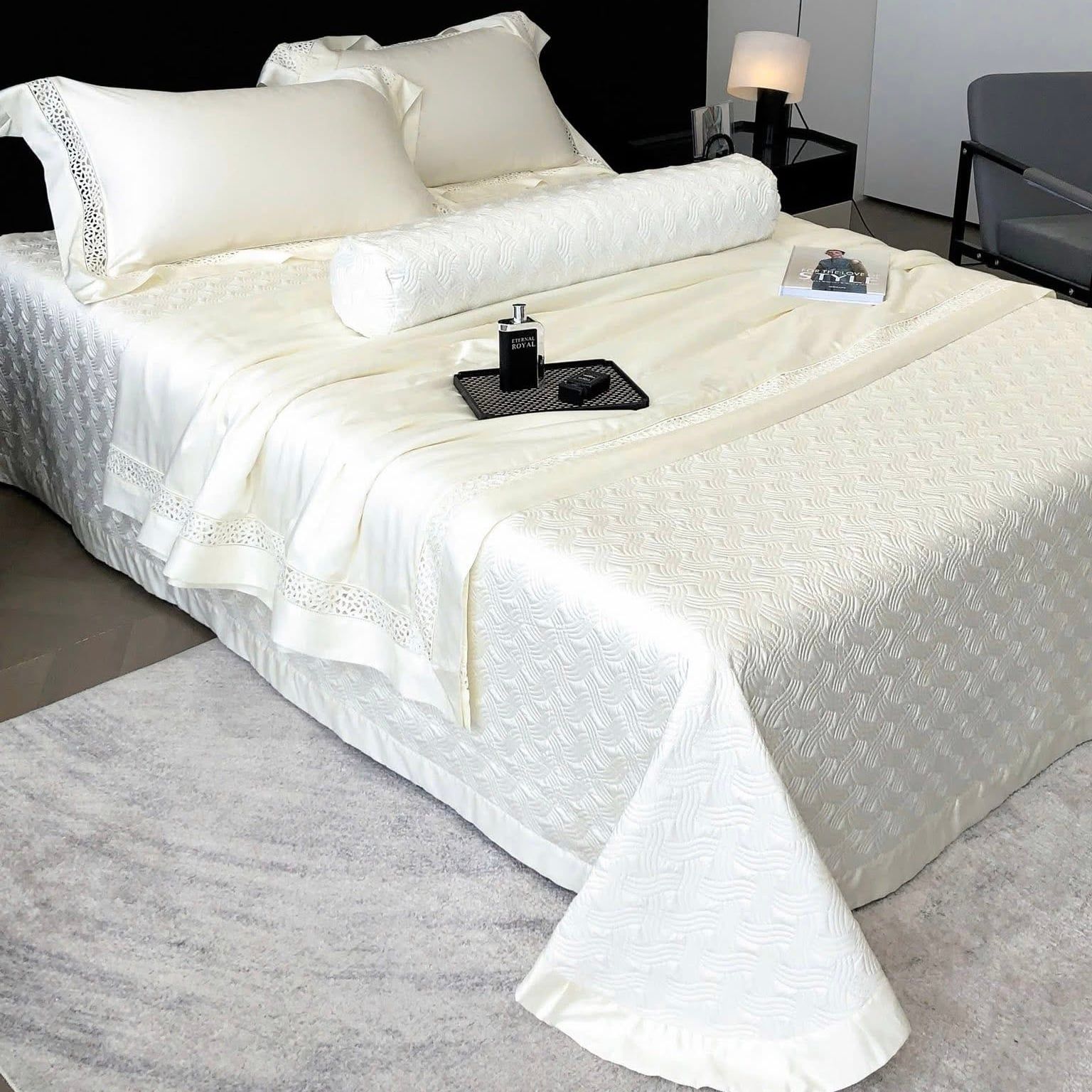Bộ chăn ga gối Tencel 120s trần bông
