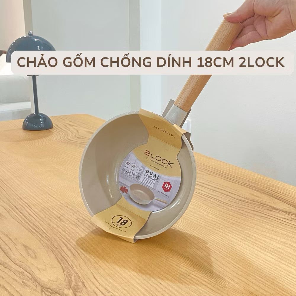 Chảo Gốm Chống Dính Sâu Lòng 2LOCK 18cm