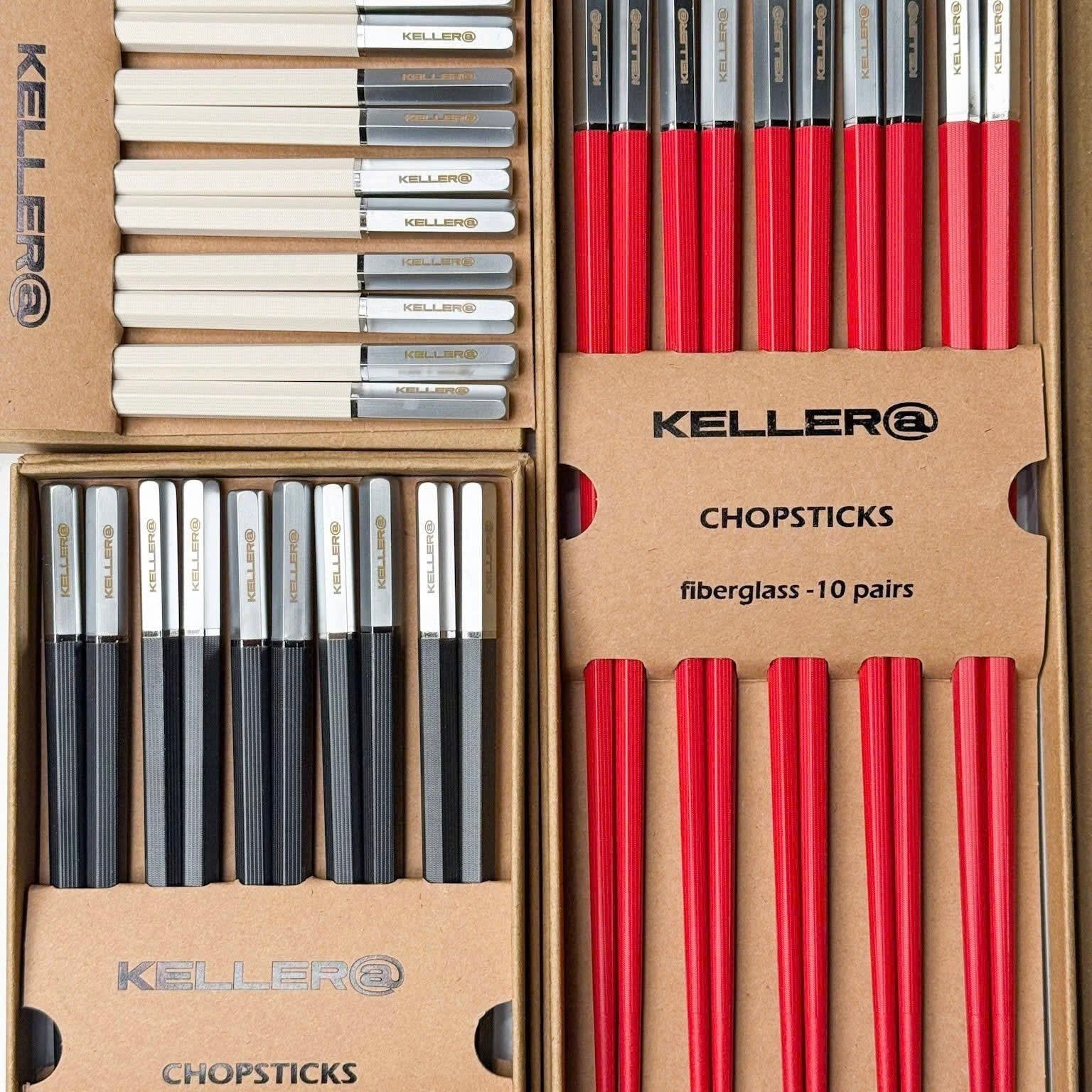 Set 10 đôi đũa Keller chuôi bạc