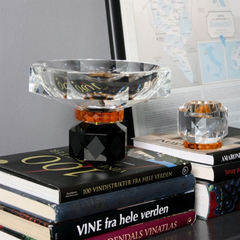 Âu pha lê có đế cao cấp Reflections Copenhagen Arizona Bowl 221, màu Clear/Amber/Black (22x22x16.5cm)