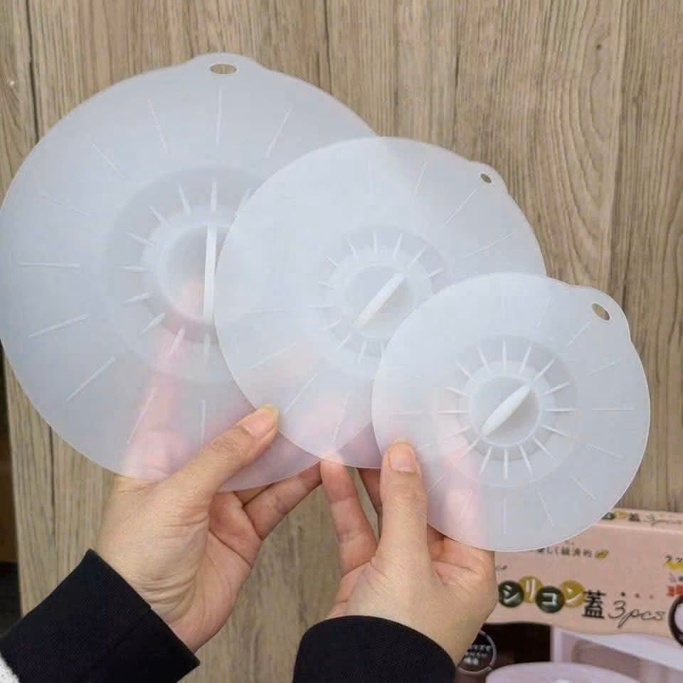 Set 3 nắp đậy thực phẩm silicone Kakusee Nhật Bản