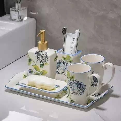 Set 6 món nhà tắm hoa mùa xuân Malacasa cao cấp