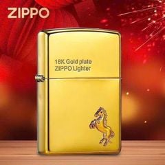 Bật lửa  Zippo Ngựa mạ vàng 18k chào năm mới 2026