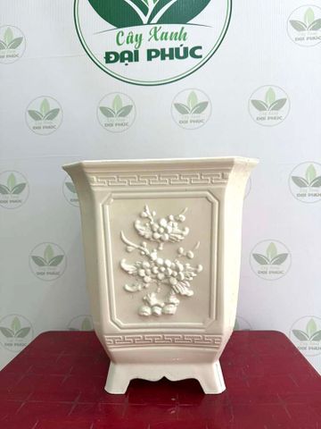 Chậu Nhựa Vuông Trắng Size Nhỏ 32x40cm – Gọn Nhẹ, Dễ Bố Trí Không Gian