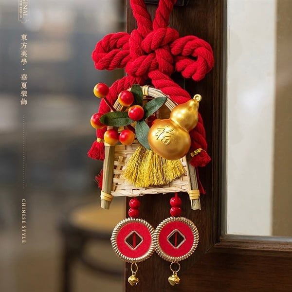  Dây treo bện thừng hồ lô decor Tết 