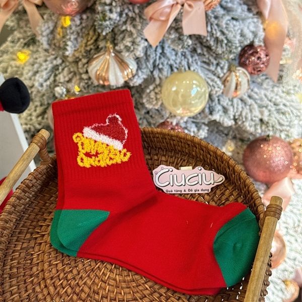  Tất Giáng Sinh bo cổ hộp tam giác 