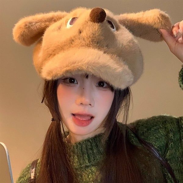 Mũ nồi cún bông nâu 
