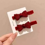  Kẹp nơ đỏ đính đá đỏ 